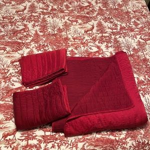 Pottery Barn Pick-stitch Velvet Quilt Set